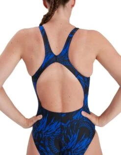 Speedo Allover Recordbreaker Swimsuit - Black/Blue -Aqua Wear Shop Speedo Allover Swimsuit BlueBlack Back Shot