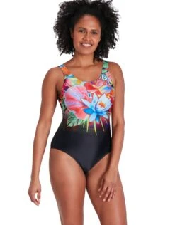 Speedo Digital Placement U-Back Swimsuit - Black/Multi