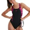 Speedo Hyperboom Splice Muscleback Swimsuit - Black/Pink -Aqua Wear Shop Speedo HyperboomSpliceMusclebackSwimsuit BlackPink 1