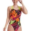 Speedo Placement Powerback Swimsuit - Pink/Green -Aqua Wear Shop Speedo Paclement Powerback Siwmsuit Pink Green 5