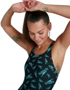 Speedo Boom Logo Allover Medalist Swimsuit - Blue -Aqua Wear Shop SpeedoBoomLogoAlloverMedalistSwimsuit 7