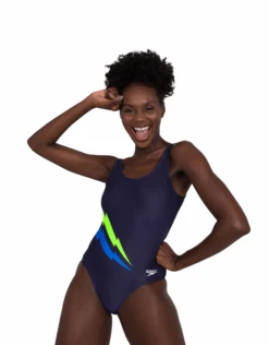 Speedo Core Placement U-Back Swimsuit - Navy/Blue/Yellow -Aqua Wear Shop SpeedoCorePlacementU Back Navy Blue Yellow 2