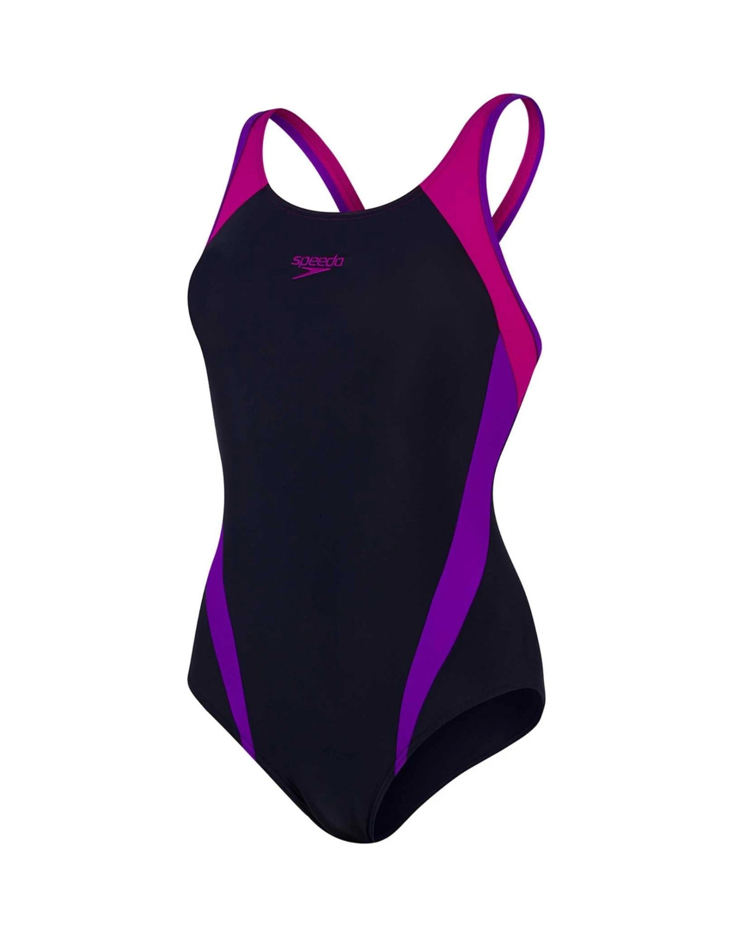 Speedo Logo Splice Muscleback Swimsuit - Navy/Purple 9 Speedo Logo Splice Muscleback Swimsuit - Navy/Purple - Image 7