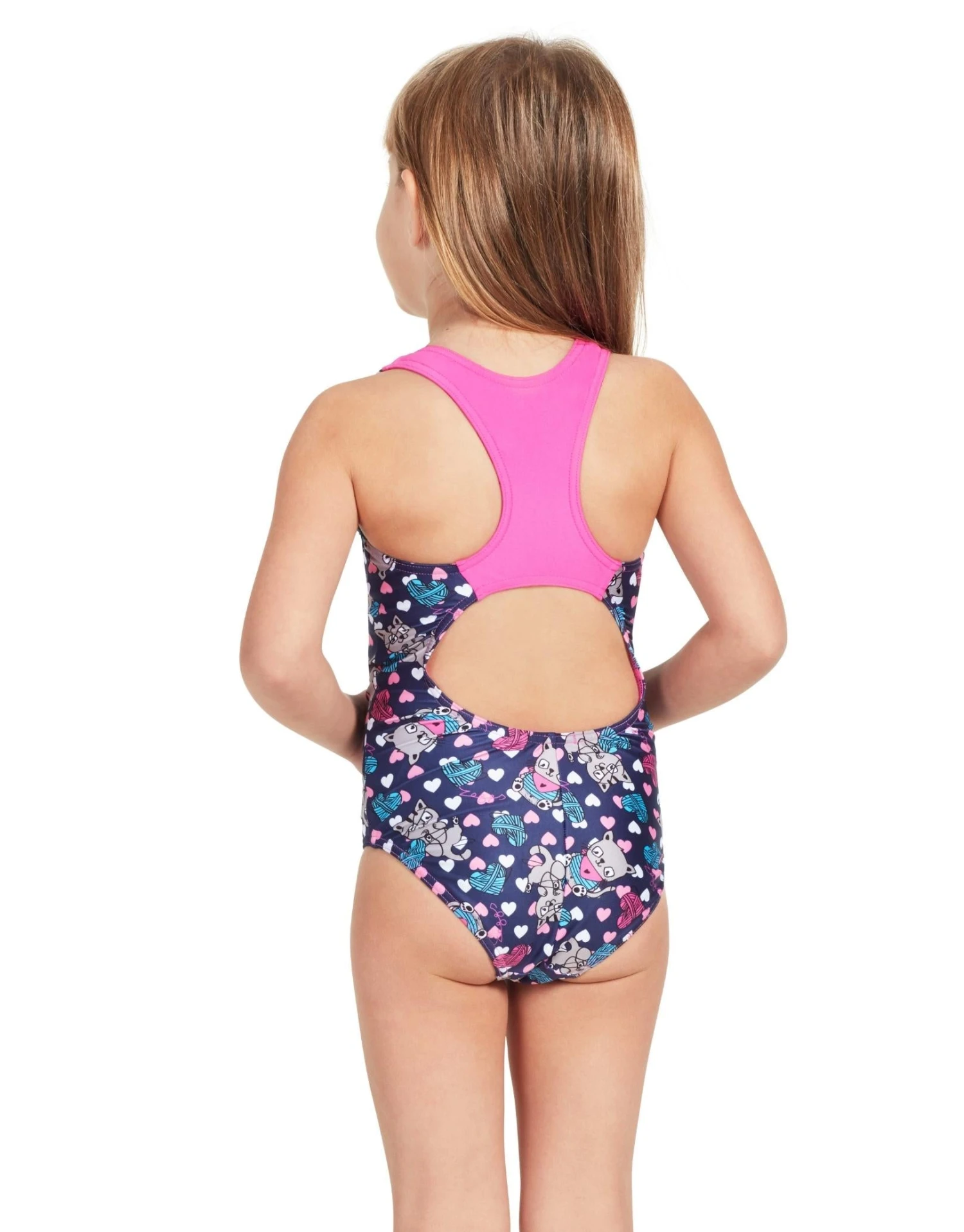 Zoggs Tots Girls Kitty Actionback Swimsuit 4 Zoggs Tots Girls Kitty Actionback Swimsuit - Image 2