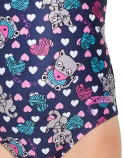 Zoggs Tots Girls Kitty Actionback Swimsuit 9 Zoggs Tots Girls Kitty Actionback Swimsuit -Aqua Wear Shop TotsGirlsKittyActionback 4 1