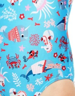 Zoggs Tots Girls Sea Disco Scoopback Swimsuit -Aqua Wear Shop TotsGirlsSeaDiscoScoopbackSwimsuit 2