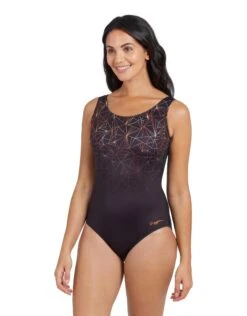 Zoggs Vintage Geo Scoopback Swimsuit - Black 13 Zoggs Vintage Geo Scoopback Swimsuit - Black -Aqua Wear Shop VintageGeoScoopbackSwimsuit Black 5