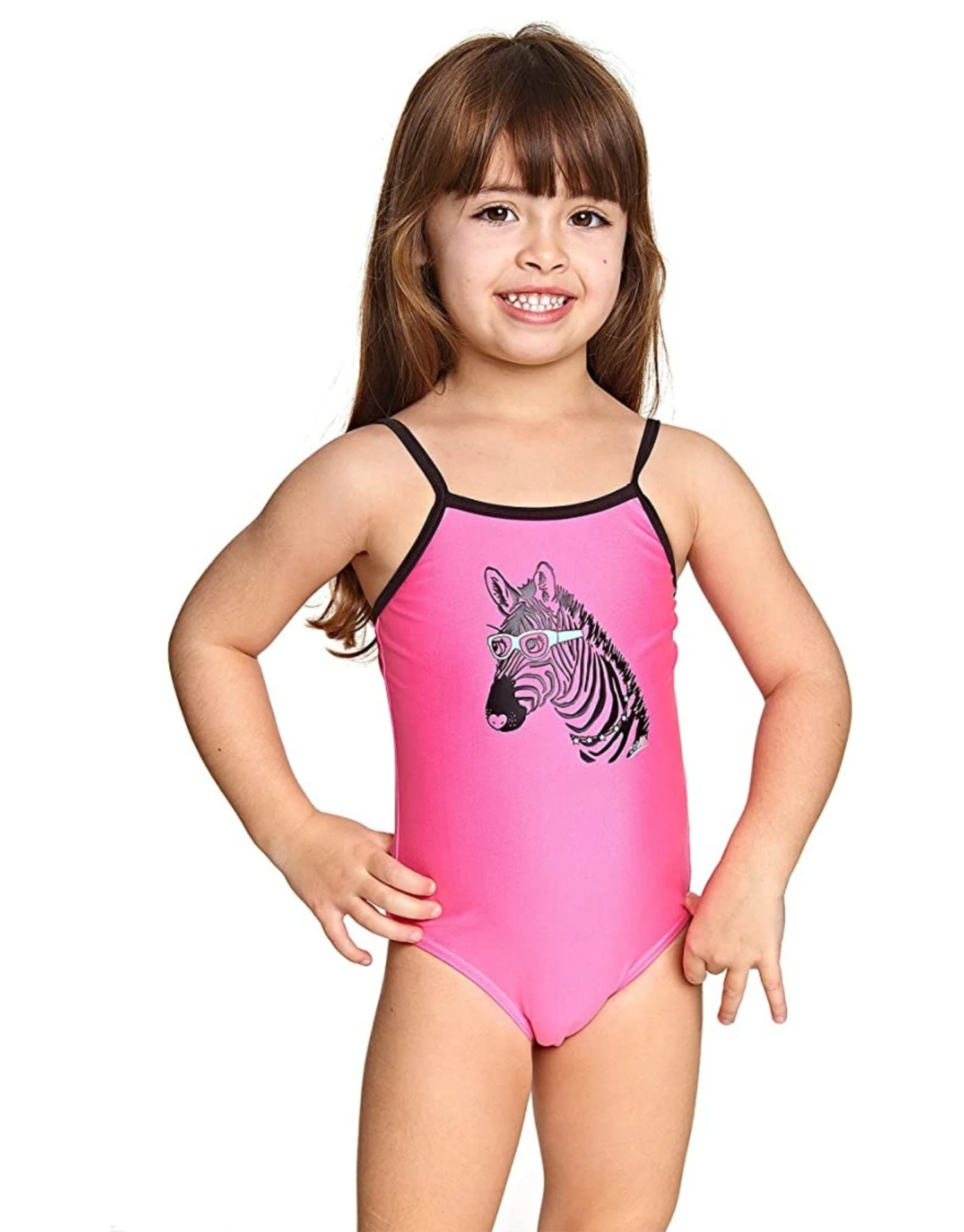 Zoggs Tots Girls Zebra Classicback Swimsuit - Pink 3 Zoggs Tots Girls Zebra Classicback Swimsuit - Pink