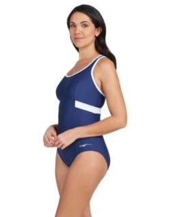 Zoggs Dakota Crossback Swimsuit - Navy/White -Aqua Wear Shop Zoggs Dakota Crossback Navy White 6