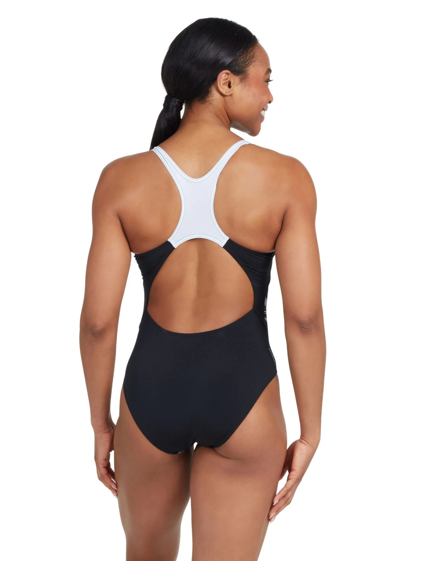 Zoggs Juliet Actionback Swimsuit - Black/White 4 Zoggs Juliet Actionback Swimsuit - Black/White - Image 2
