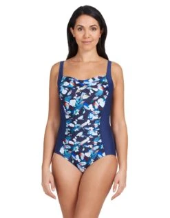 Zoggs Luxor Ruched Front Swimsuit - Navy