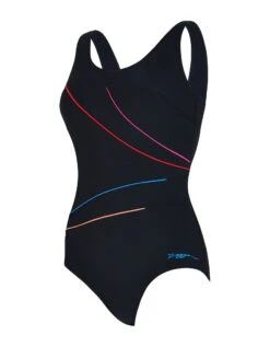 Zoggs Macmaster Scoopback Swimsuit - Black/Multicolour -Aqua Wear Shop Zoggs Macmaster Swimsuit Black Multicolour 2