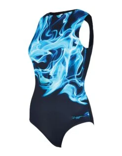 Zoggs Ocean Smoke High Front Swimsuit - Navy/Black -Aqua Wear Shop Zoggs Ocean Smike High Front Swimsuit 3
