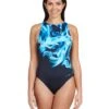 Zoggs Ocean Smoke High Front Swimsuit - Navy/Black 2 Zoggs Ocean Smoke High Front Swimsuit - Navy/Black -Aqua Wear Shop Zoggs Ocean Smike High Front Swimsuit 5