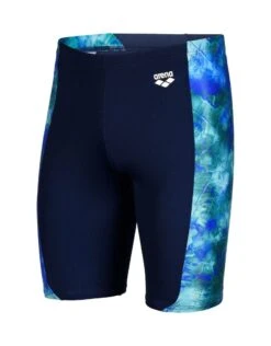 Arena Tie Dye Effect Print Allover Swim Jammer - Navy/Neon Blue -Aqua Wear Shop arena tie dye jammer blue 2