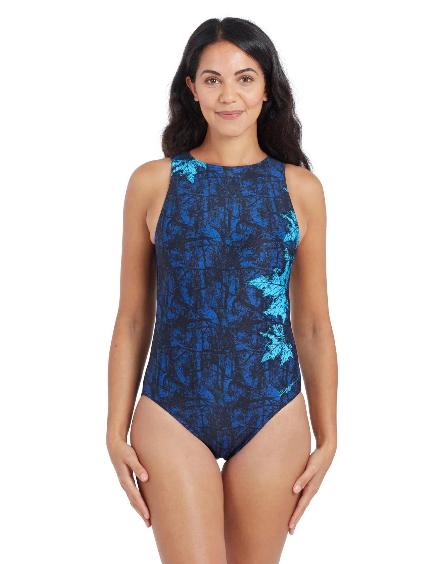 Zoggs Indigo Forest Hi Front Swimsuit 3 Zoggs Indigo Forest Hi Front Swimsuit
