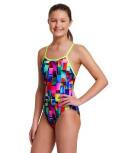 FUNKITA Girls Patch Panels Single Strap Swimsuit -Aqua Wear Shop patchpanels 3