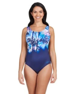 Zoggs Sasaya Scoopback Swimsuit - Royal/Purple