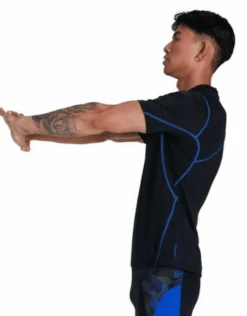 Speedo Mens Tech Short Sleeve Rash Top - Black/Blue -Aqua Wear Shop speedorashshirtblackblue 813495f776 5